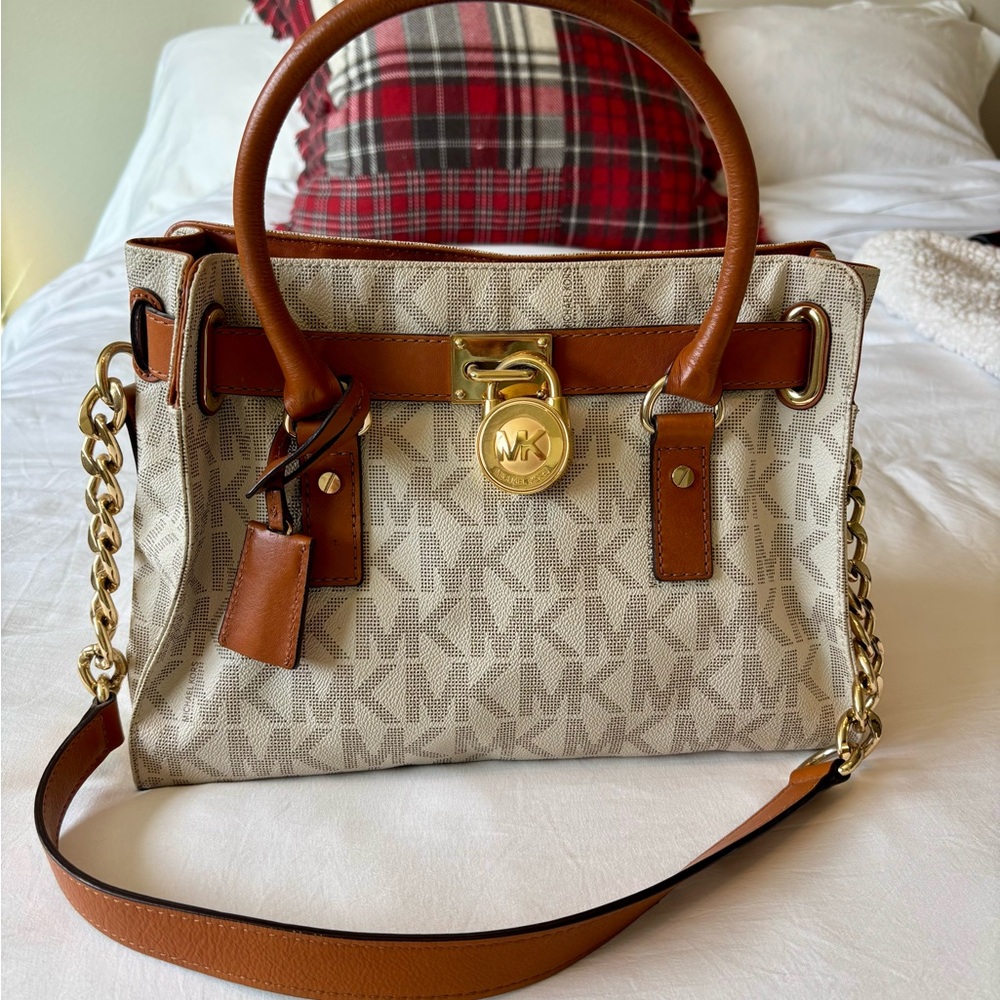 Michael Kors Brown and Beige Signature Tote Bag
